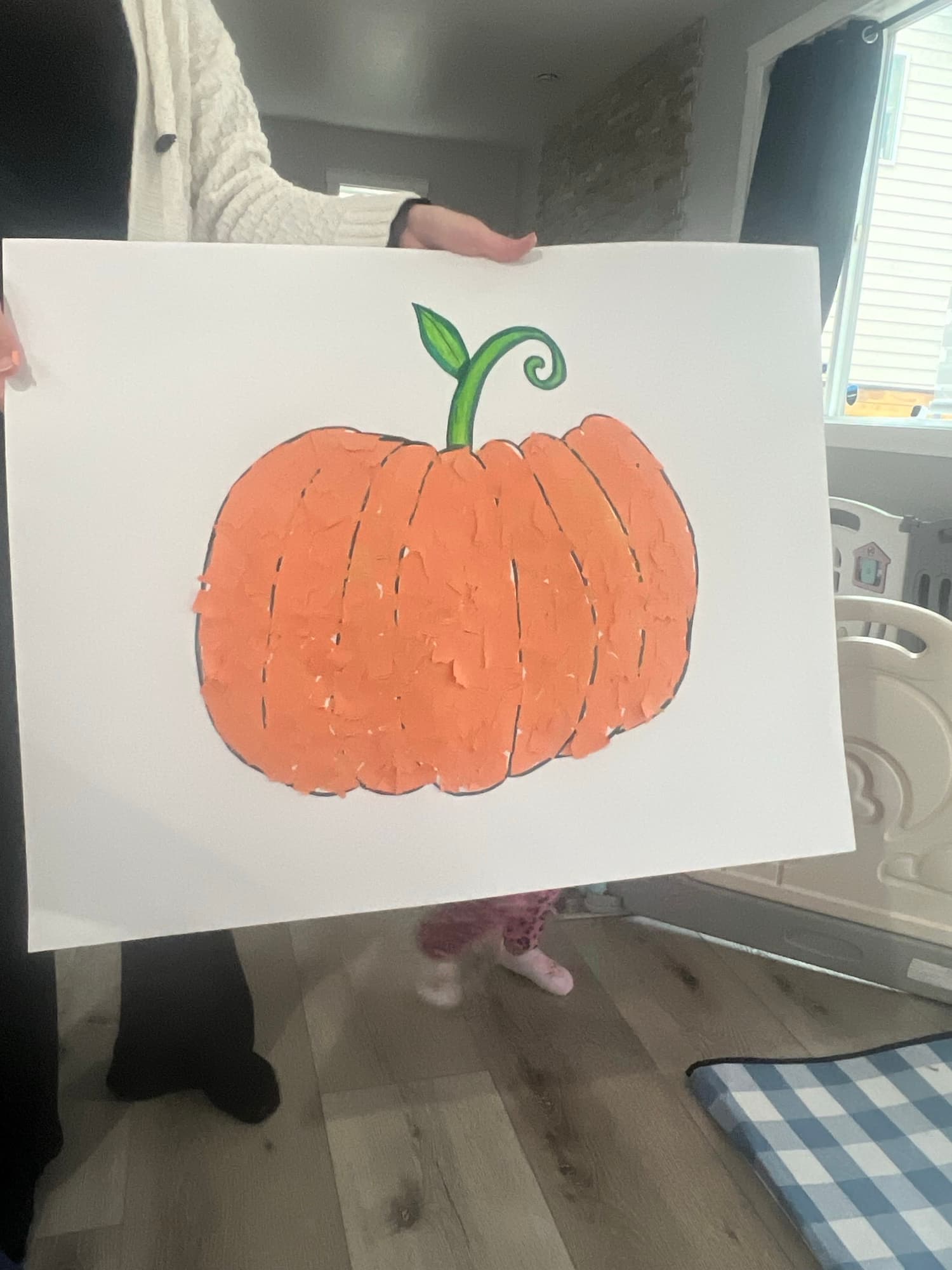 A pumpkin painting on white paper